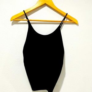 Eliza j black back zip crop top size 8